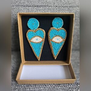 Bohemian Statement Beaded Evil Eye Earrings